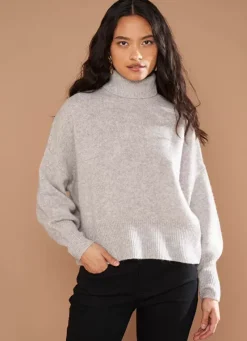 Sud Express Jumpers & Cardigans|Pull Col Montant, 100% Cachemire Perle Chine Monpran