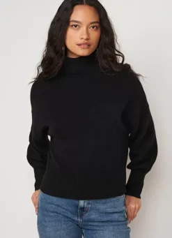 Sud Express Jumpers & Cardigans|Pull Col Montant, 100% Cachemire Noir Monpran