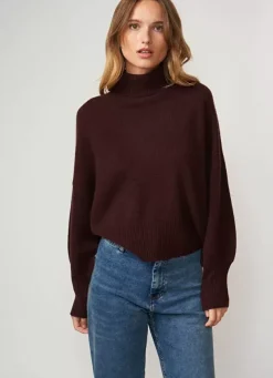 Sud Express Jumpers & Cardigans|Pull Col Montant, 100% Cachemire Marron Monpran