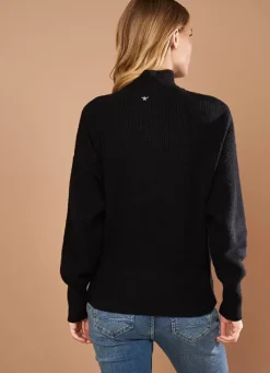 Sud Express Jumpers & Cardigans|Pull Col Montant A Cotes, Volume Large Noir Maemi