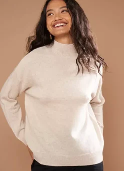 Sud Express Jumpers & Cardigans|Pull Col Montant En Cachemire Beige Chine Myangela