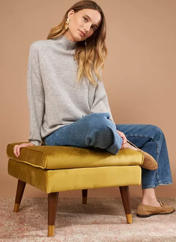 Sud Express Jumpers & Cardigans|Pull Col Montant En Cachemire Perle Chine Myangela