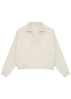 Sud Express Jumpers & Cardigans|Pull Col Polo Ecru Malenae