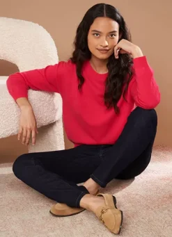 Sud Express Jumpers & Cardigans|Pull Col Rond 100% Cachemire Framboise Mapoue
