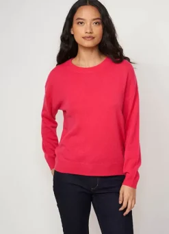Sud Express Jumpers & Cardigans|Pull Col Rond 100% Cachemire Framboise Mapoue