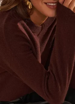 Sud Express Jumpers & Cardigans|Pull Col Rond 100% Cachemire Marron Mapoue