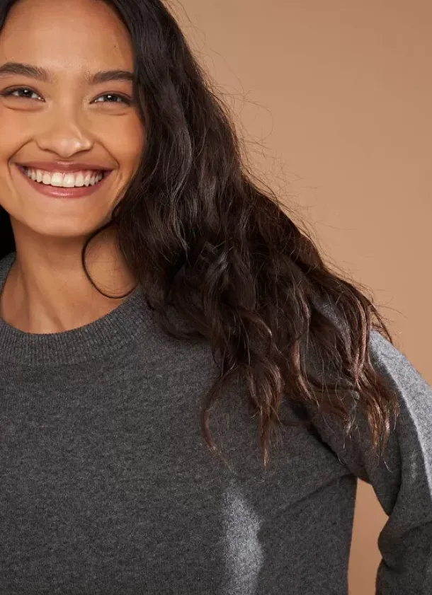 Sud Express Jumpers & Cardigans|Pull Col Rond 100% Cachemire Gris Chine Mapoue