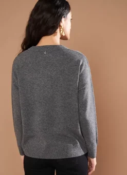 Sud Express Jumpers & Cardigans|Pull Col Rond 100% Cachemire Gris Chine Mapoue