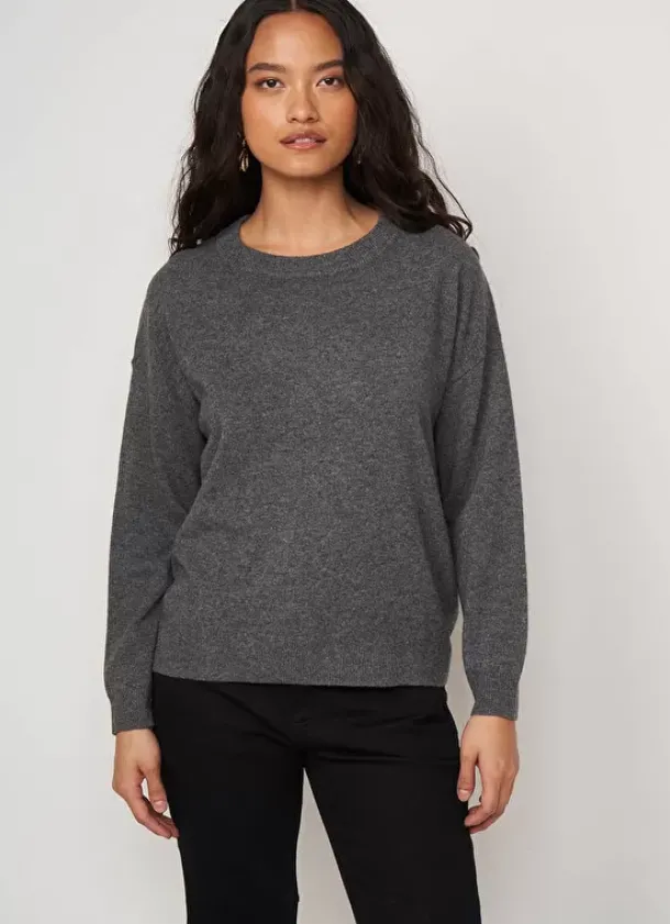 Sud Express Jumpers & Cardigans|Pull Col Rond 100% Cachemire Gris Chine Mapoue