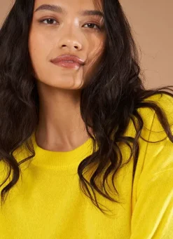 Sud Express Jumpers & Cardigans|Pull Col Rond 100% Cachemire Jaune Mapoue