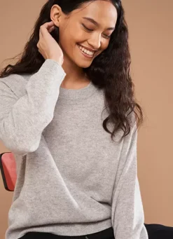 Sud Express Jumpers & Cardigans|Pull Col Rond 100% Cachemire Perle Chine Mapoue