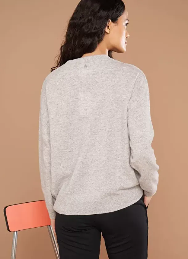 Sud Express Jumpers & Cardigans|Pull Col Rond 100% Cachemire Perle Chine Mapoue