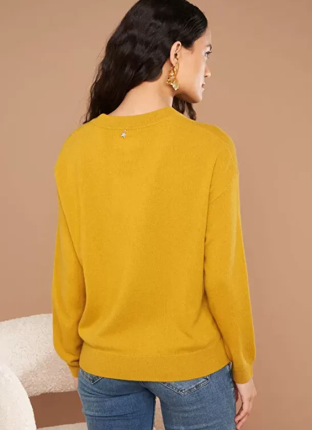 Sud Express Jumpers & Cardigans|Pull Col Rond 100% Cachemire Safran Mapoue