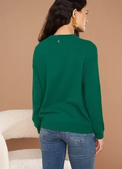 Sud Express Jumpers & Cardigans|Pull Col Rond 100% Cachemire Green Mapoue