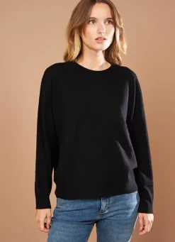 Sud Express Jumpers & Cardigans|Pull Col Rond 100% Cachemire Noir Mapoue