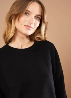 Sud Express Jumpers & Cardigans|Pull Col Rond 100% Cachemire Noir Mapoue