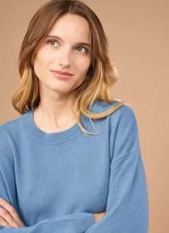 Sud Express Jumpers & Cardigans|Pull Col Rond 100% Cachemire Denim Mapoue