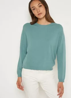 Sud Express Jumpers & Cardigans|Pull Col Rond A Maille Douce Celadon Melaniae