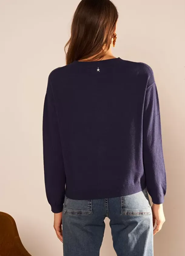 Sud Express Jumpers & Cardigans|Pull Col Rond A Maille Douce Marine Melaniae