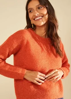 Sud Express Jumpers & Cardigans|Pull Col Rond Abricot Moncoeuro