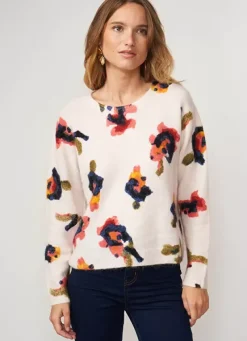 Sud Express Jumpers & Cardigans|Pull Col Rond Avec Imprime Floral Poudre Mariah