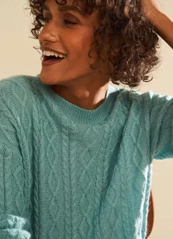 Sud Express Jumpers & Cardigans|Pull Col Rond Avec Jeu De Torsades Neptune Madil