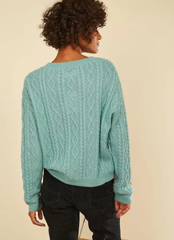 Sud Express Jumpers & Cardigans|Pull Col Rond Avec Jeu De Torsades Neptune Madil
