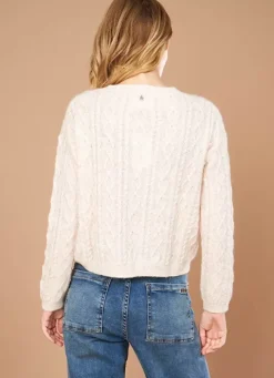 Sud Express Jumpers & Cardigans|Pull Col Rond Avec Jeu De Torsades Poudre Madil