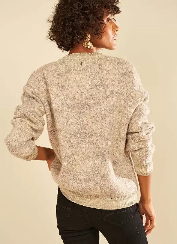 Sud Express Jumpers & Cardigans|Pull Col Rond Ecru Chine Manona