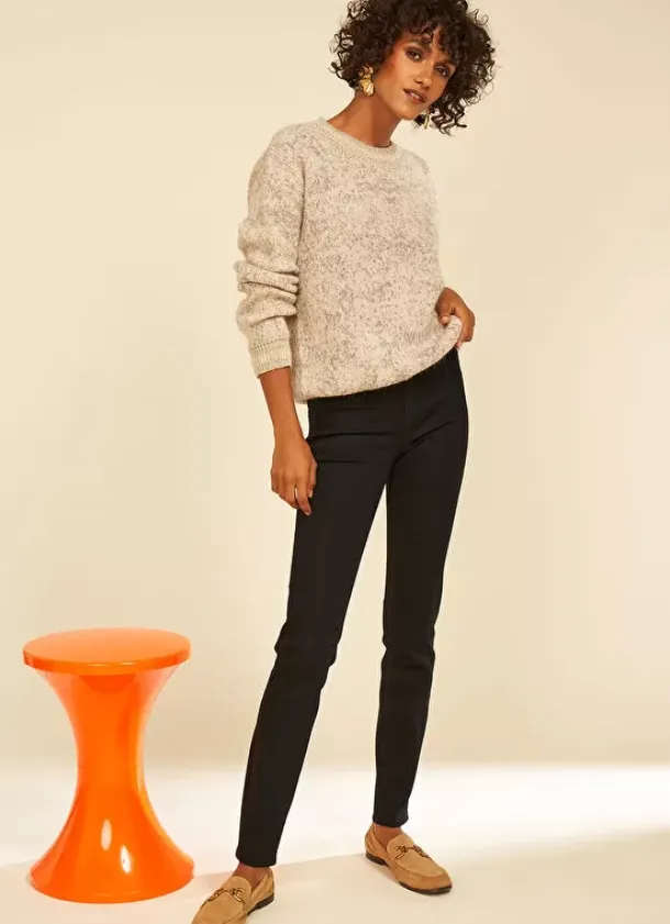 Sud Express Jumpers & Cardigans|Pull Col Rond Ecru Chine Manona
