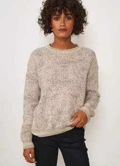 Sud Express Jumpers & Cardigans|Pull Col Rond Ecru Chine Manona