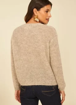 Sud Express Jumpers & Cardigans|Pull Col Rond Ecru Chine Moncoeuro