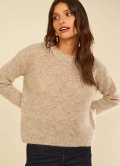 Sud Express Jumpers & Cardigans|Pull Col Rond Ecru Chine Moncoeuro