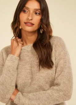 Sud Express Jumpers & Cardigans|Pull Col Rond Ecru Chine Moncoeuro