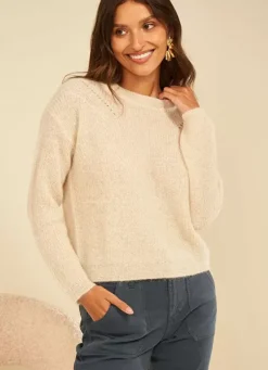 Sud Express Jumpers & Cardigans|Pull Col Rond Ecru Moncoeurox