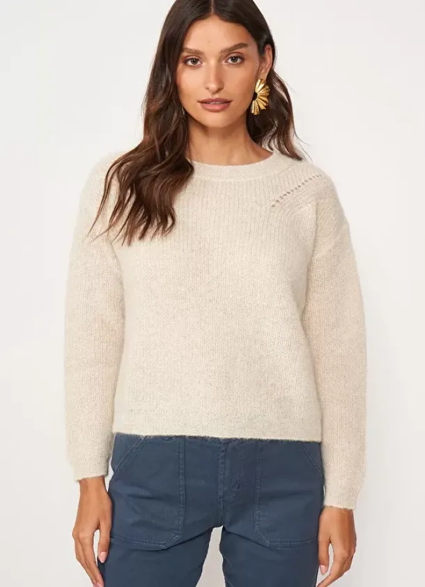 Sud Express Jumpers & Cardigans|Pull Col Rond Ecru Moncoeurox