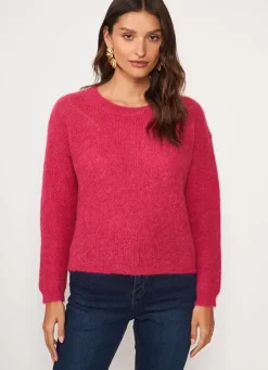 Sud Express Jumpers & Cardigans|Pull Col Rond Framboise Moncoeuro
