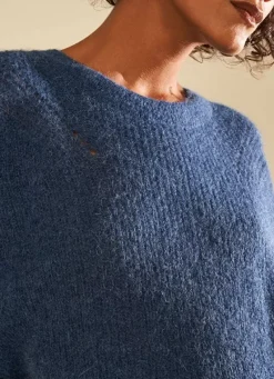 Sud Express Jumpers & Cardigans|Pull Col Rond Indigo Moncoeuro