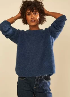 Sud Express Jumpers & Cardigans|Pull Col Rond Indigo Moncoeuro