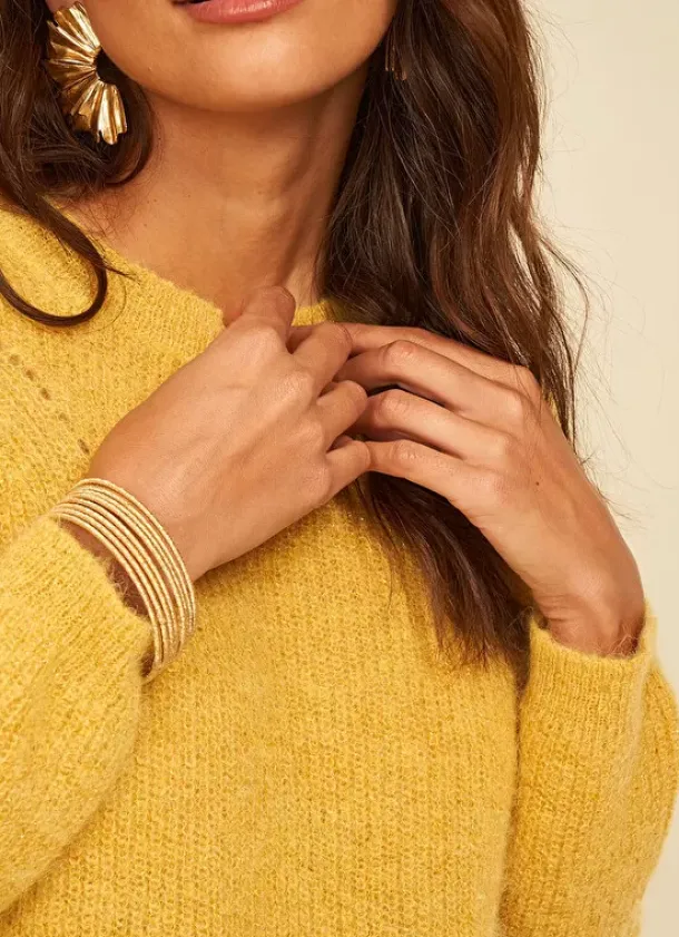 Sud Express Jumpers & Cardigans|Pull Col Rond Jaune Moncoeurox