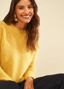 Sud Express Jumpers & Cardigans|Pull Col Rond Jaune Moncoeurox