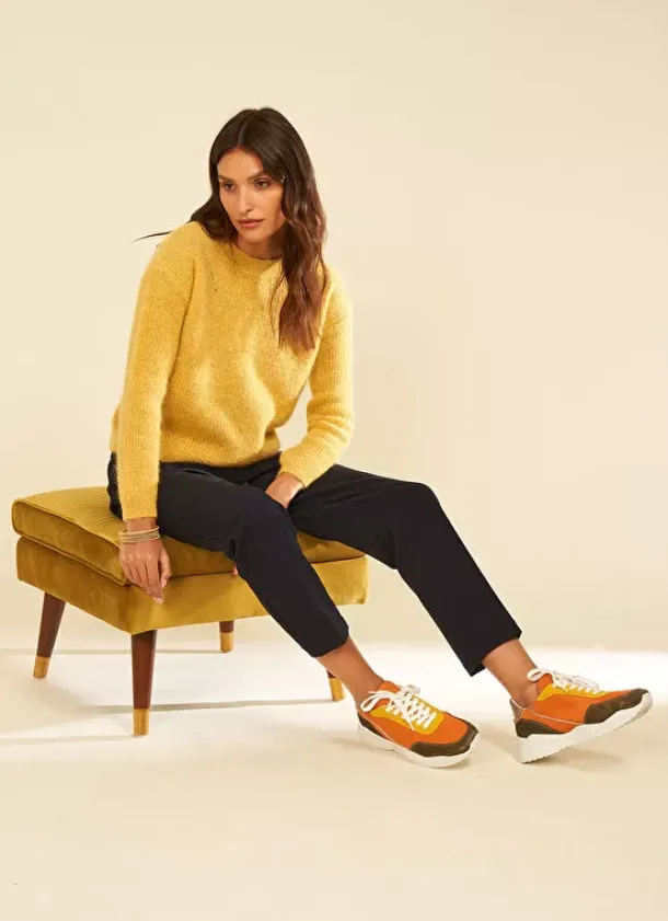 Sud Express Jumpers & Cardigans|Pull Col Rond Jaune Moncoeurox