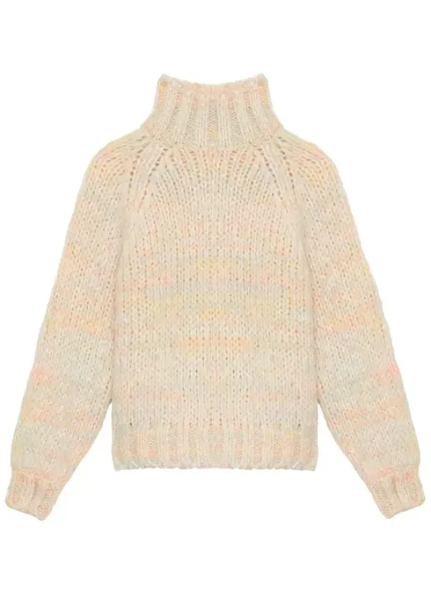 Sud Express Jumpers & Cardigans|Pull Col Rond Laine Melangee Jaune Maisie