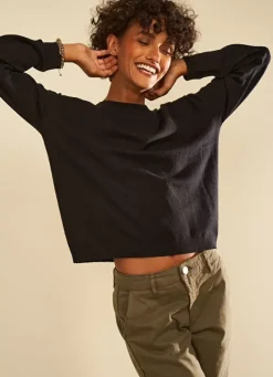 Sud Express Jumpers & Cardigans|Pull Col Rond Noir Melaniae