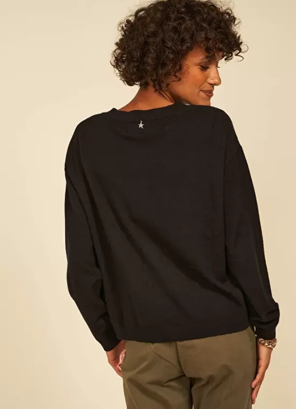 Sud Express Jumpers & Cardigans|Pull Col Rond Noir Melaniae