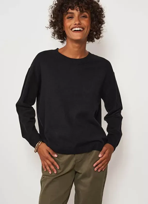 Sud Express Jumpers & Cardigans|Pull Col Rond Noir Melaniae