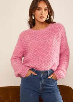 Sud Express Jumpers & Cardigans|Pull Col Rond Rose Mozere