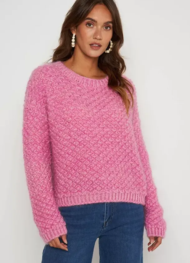Sud Express Jumpers & Cardigans|Pull Col Rond Rose Mozere