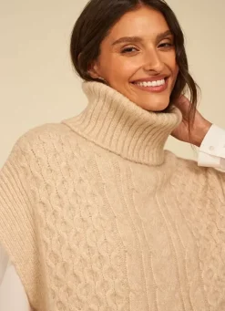 Sud Express Jumpers & Cardigans|Pull Col Roule Beige Chine Mishapi