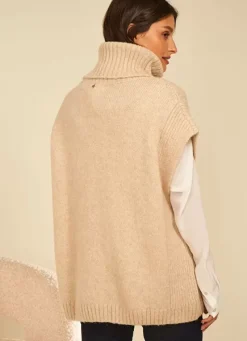 Sud Express Jumpers & Cardigans|Pull Col Roule Beige Chine Mishapi